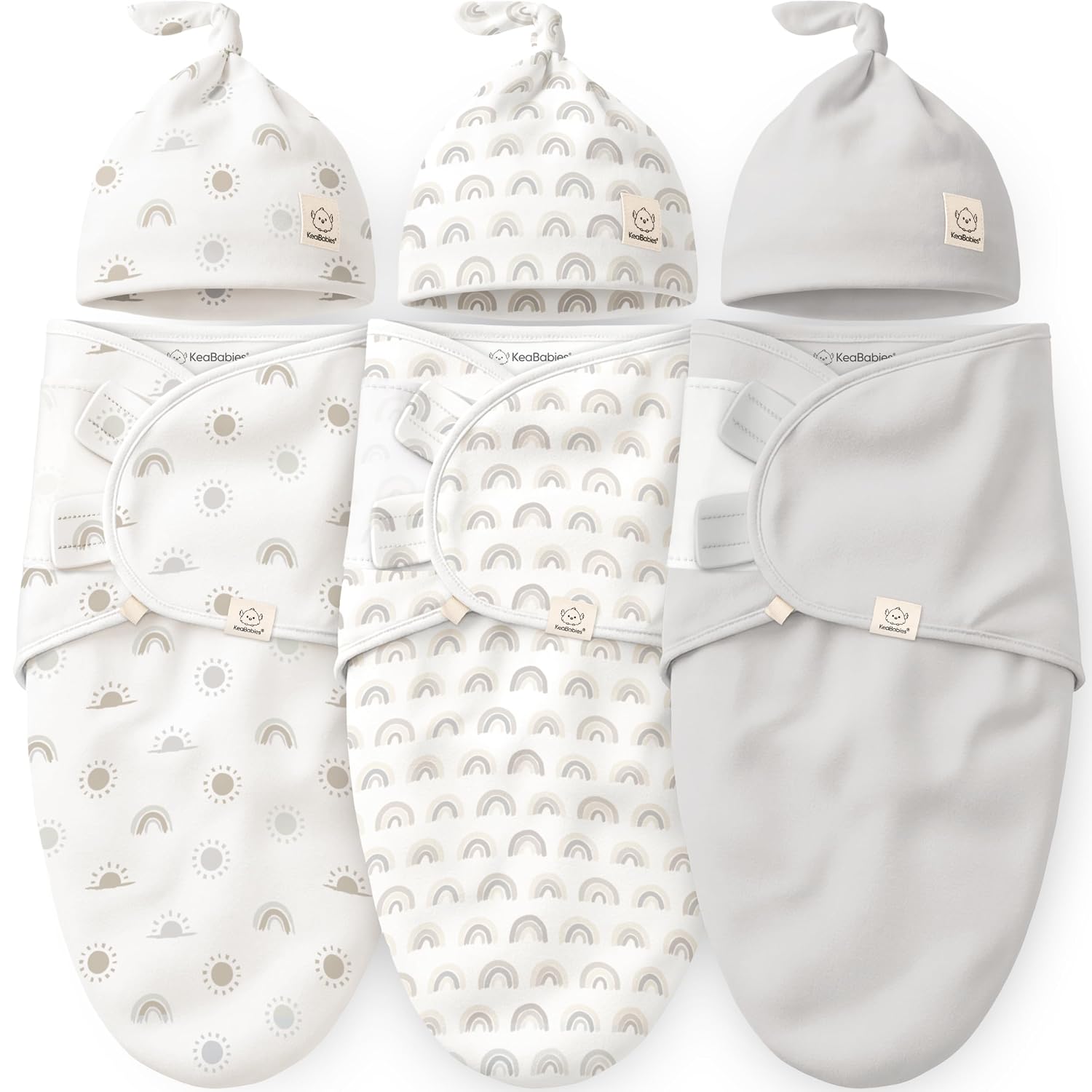 3pk Organic Swaddles for Newborns Girls, Boys & Hats (Shifts, 0-3M)