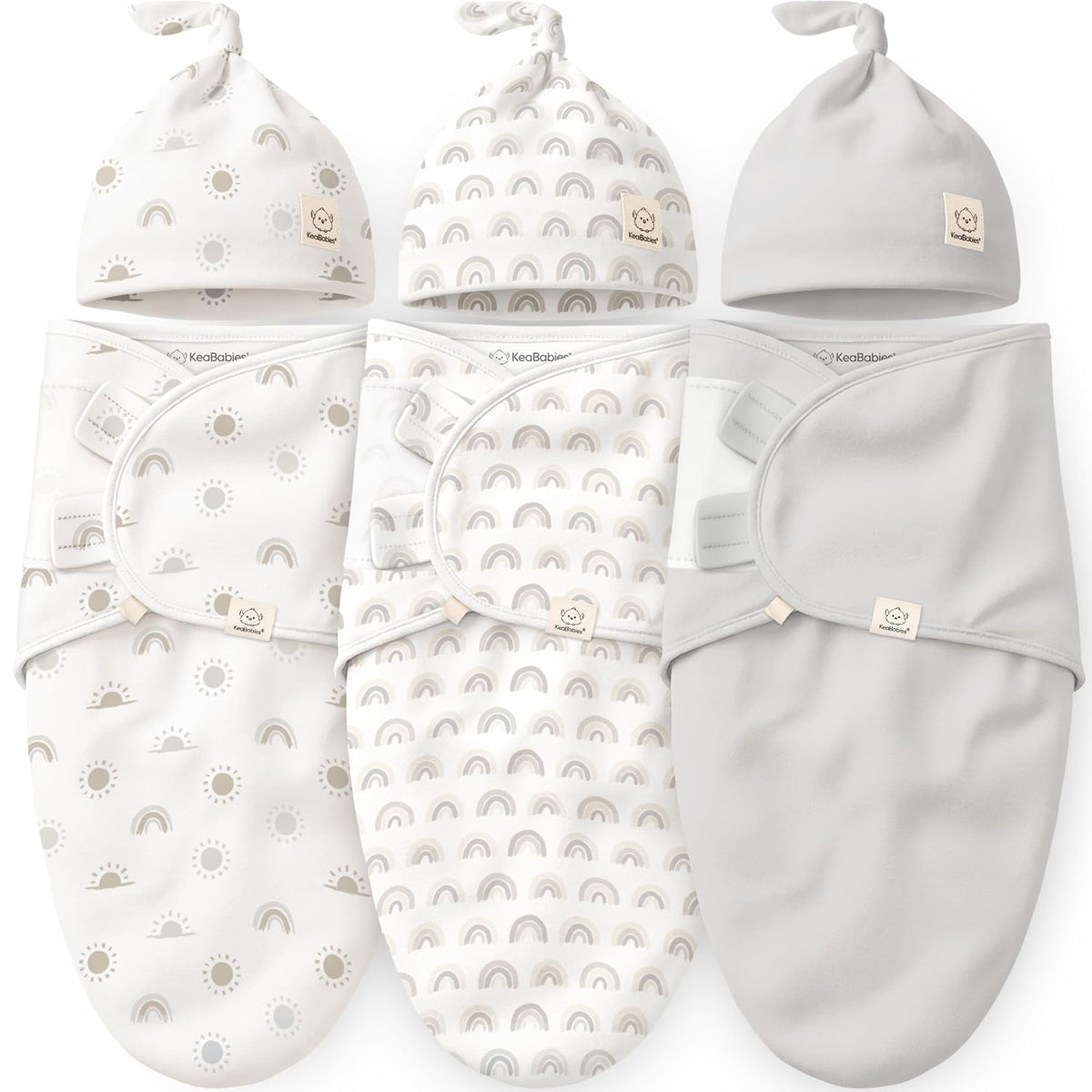3pk Organic Swaddles for Newborns Girls, Boys & Hats (Shifts, 0-3M)