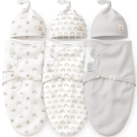 3pk Organic Swaddles for Newborns Girls, Boys & Hats (Shifts, 0-3M)