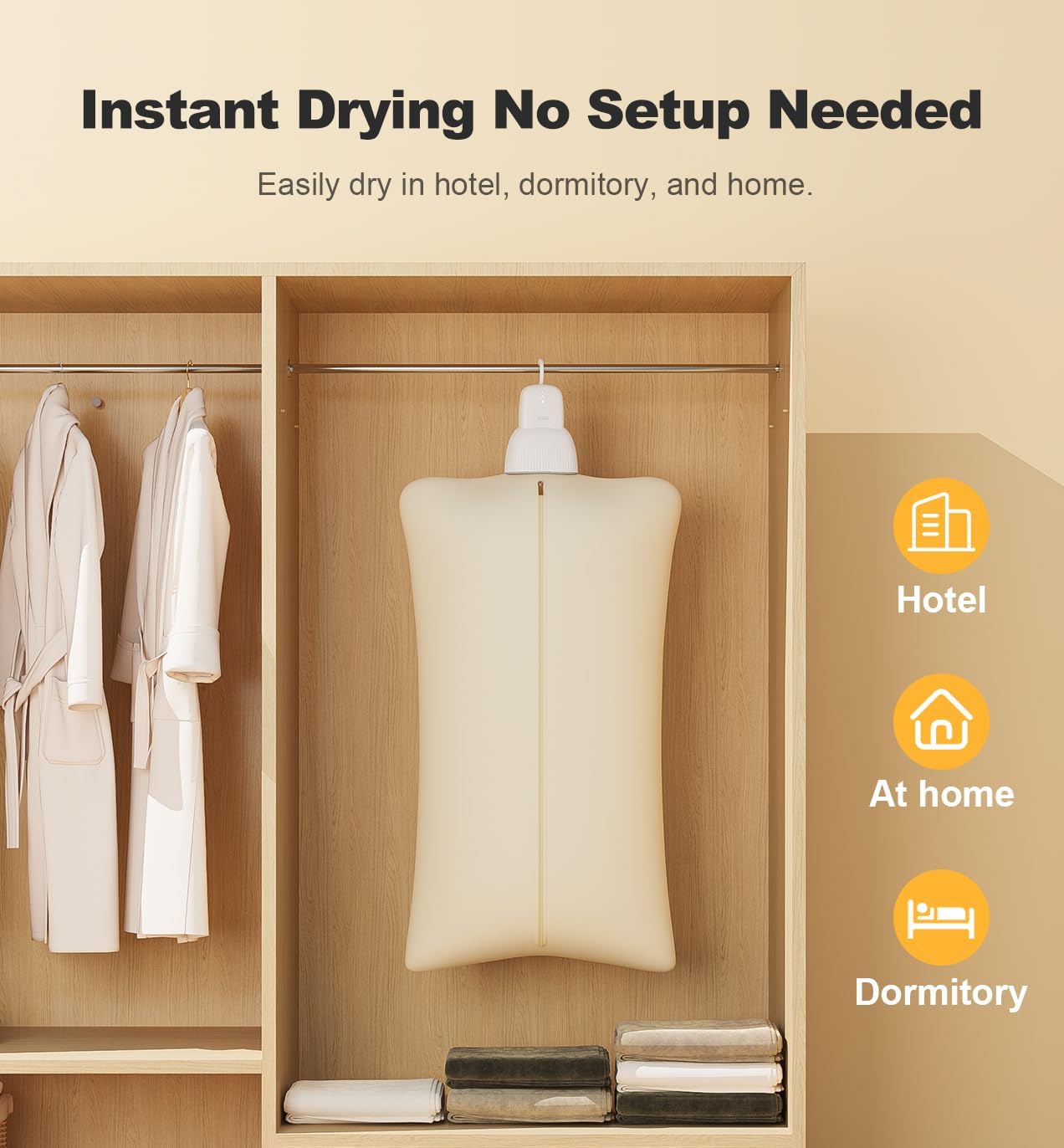 Sothing Portable Clothes Dryer, Travel Clothes Dryer, Quiet 48dB Mini Dryer for Clothes with 3 Timer Settings (4H/8H/12H), 140°F Constant Temperature, 120V, for Home, Apartment & Travel