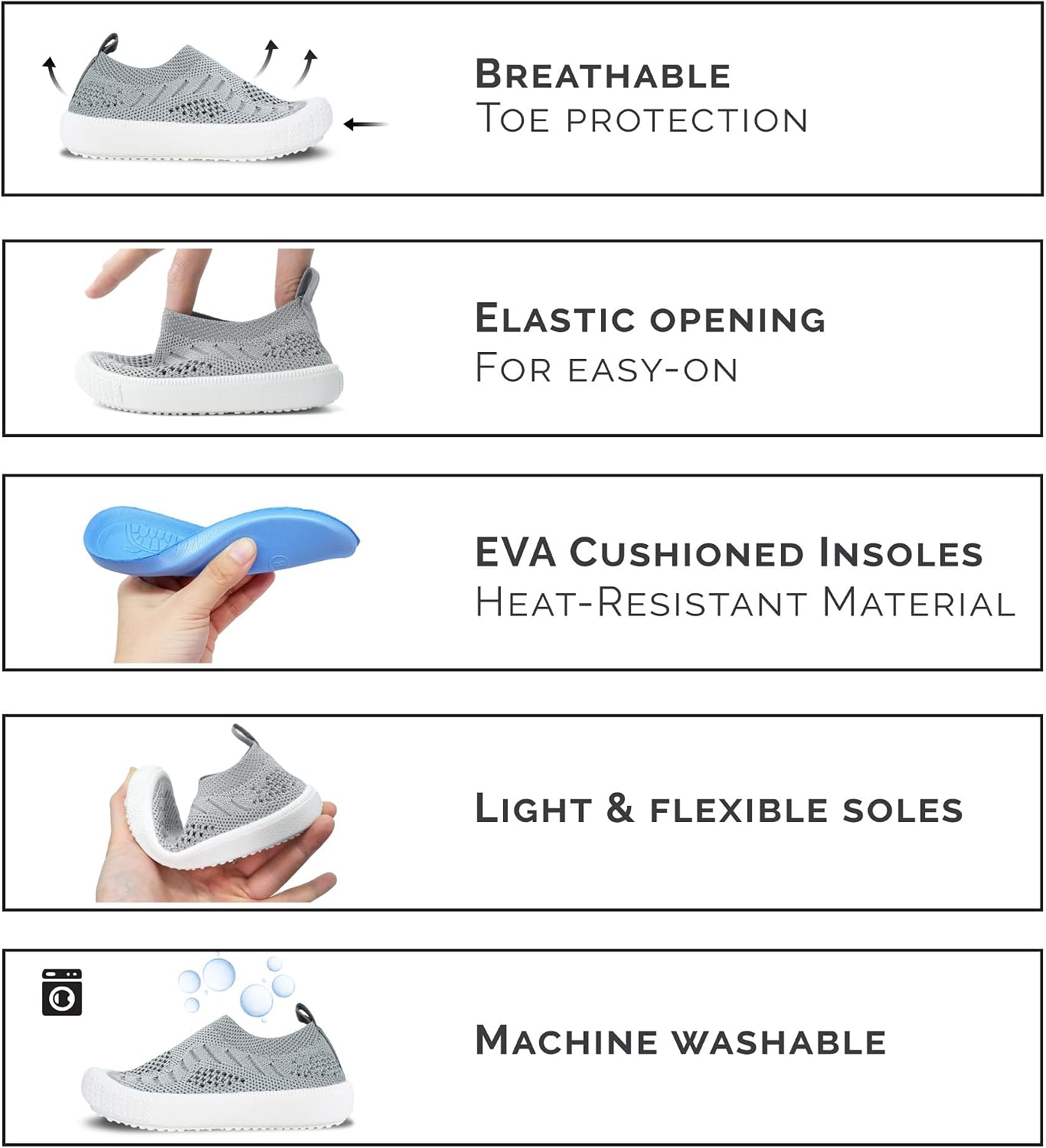 JAN & JUL Slip-on Knit Shoes, Machine Washable and Lightweight Sneakers for Toddler Boys and Girls