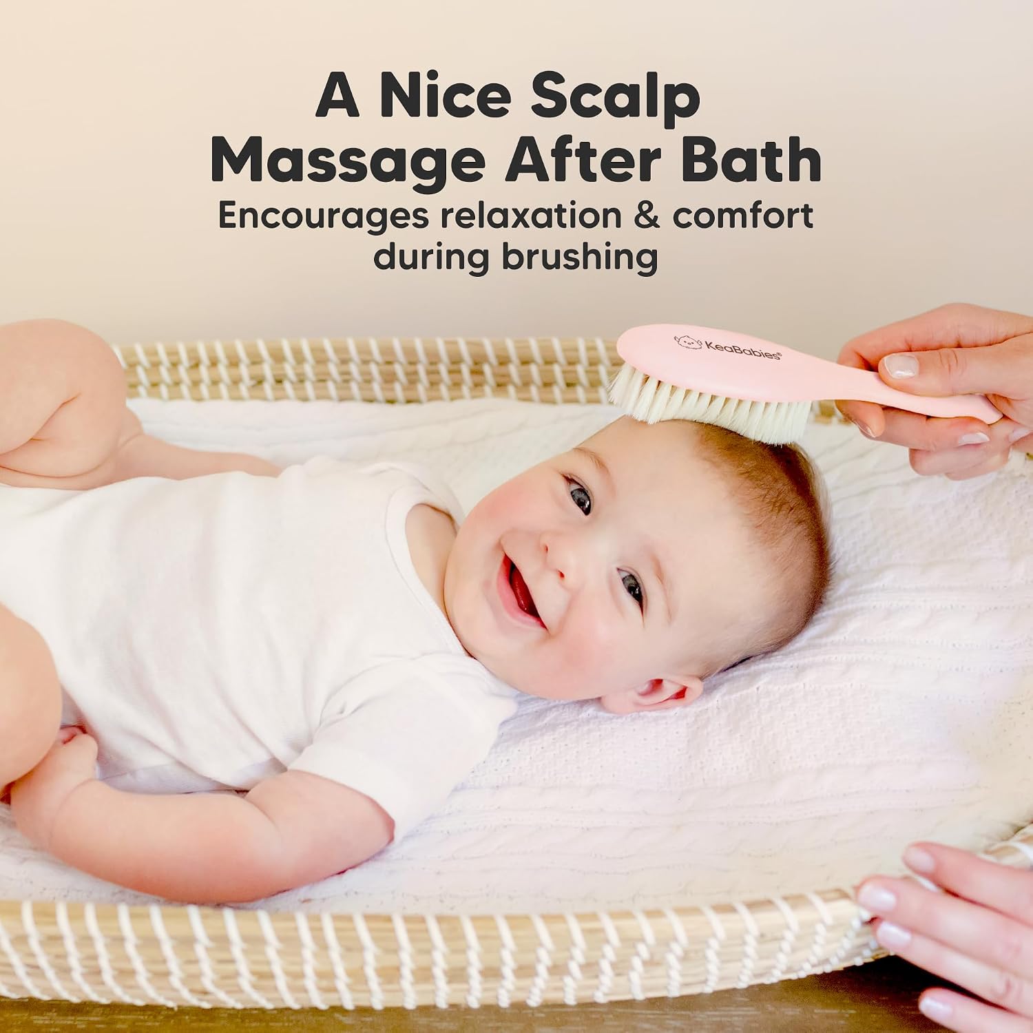 Wooden Baby Hair Brush for Toddler, Infant Cradle Cap (Blush, Regular)