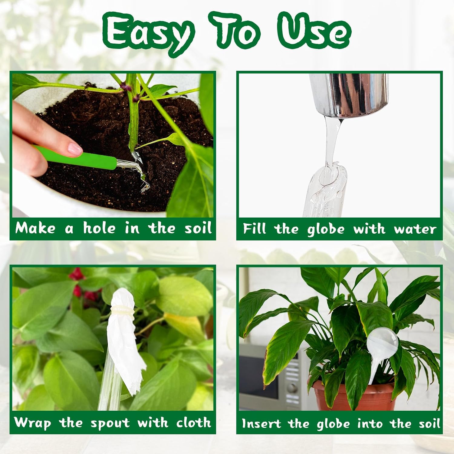 Pynqdfu 20 PCS Clear Plant Watering Globes,Plastic Self-Watering Bulbs,Self Watering Planter Insert Plant Accessories for Plants Indoor,Outdoor,Flowerpot,Home Garden(Large,Medium,Small)