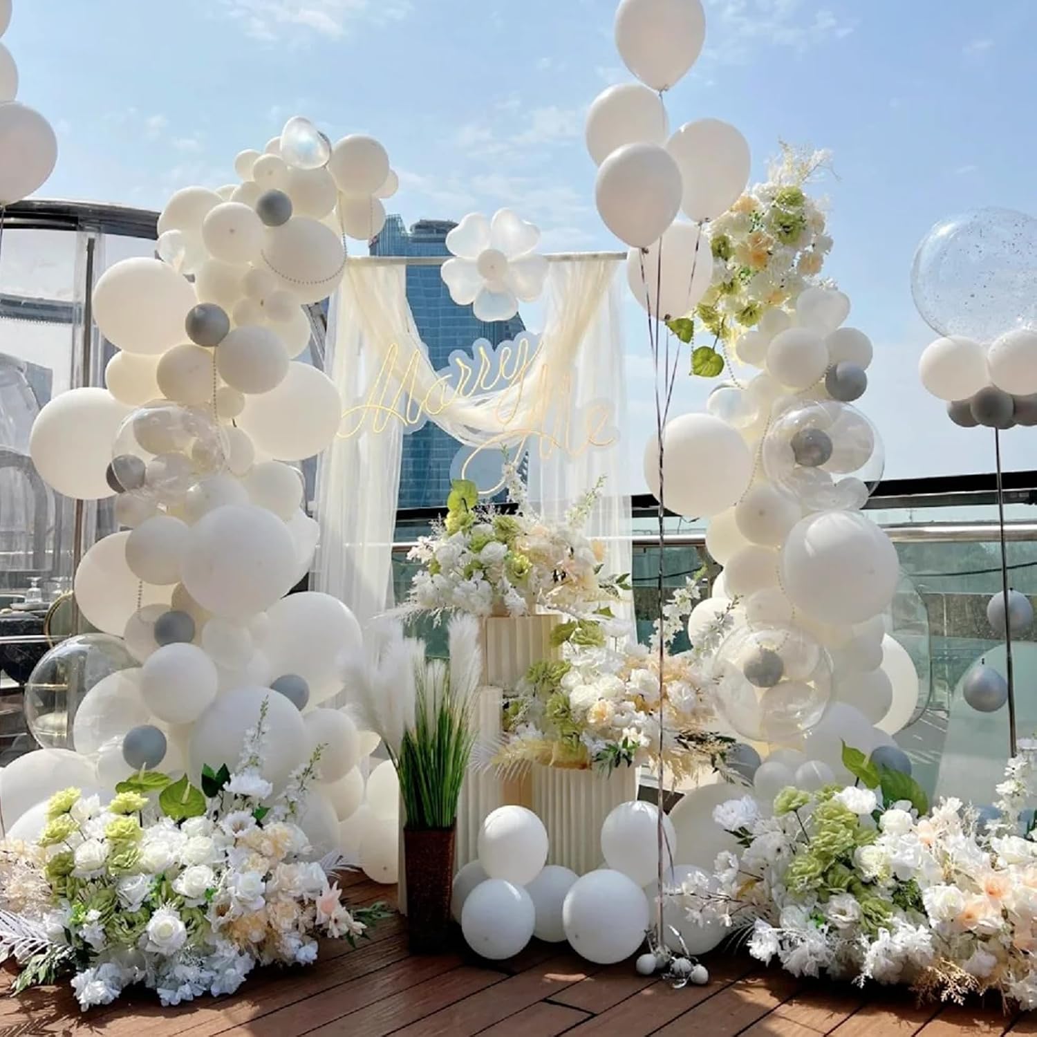 White Balloons 12 inch, White Latex 50pcs Party Balloons