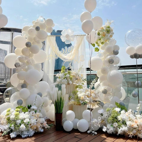 White Balloons 12 inch, White Latex 50pcs Party Balloons