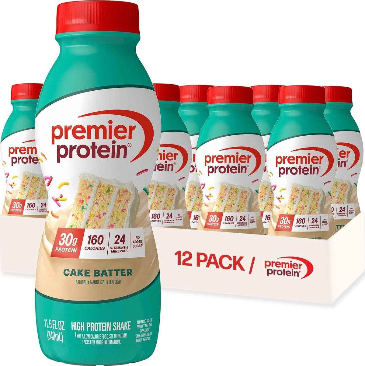 Premier Protein 30g High Protein Shake, Cake Batter, 12 Pack