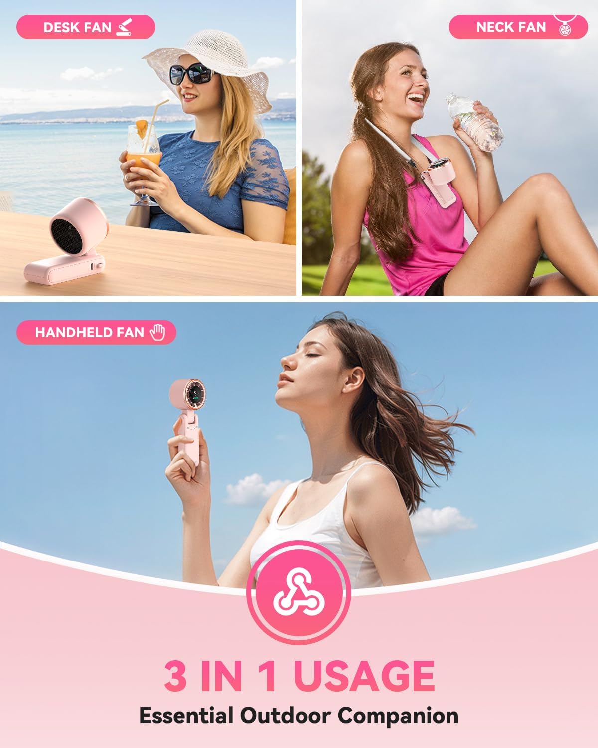 PlayHot Portable Handheld Turbo Fan, Travel Essentials, Gifts for Women/Men