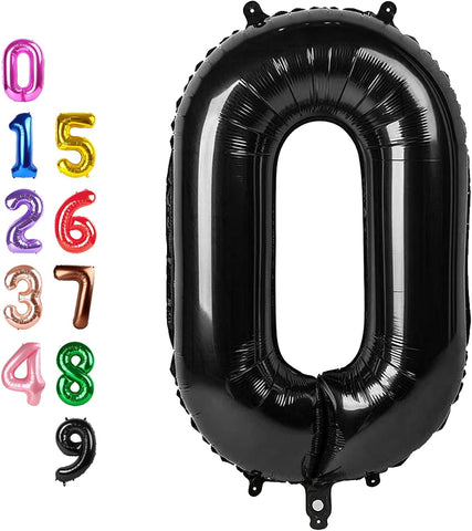 0 Balloon 40 inch Black Number Balloons for 10th Birthday Party Decorations