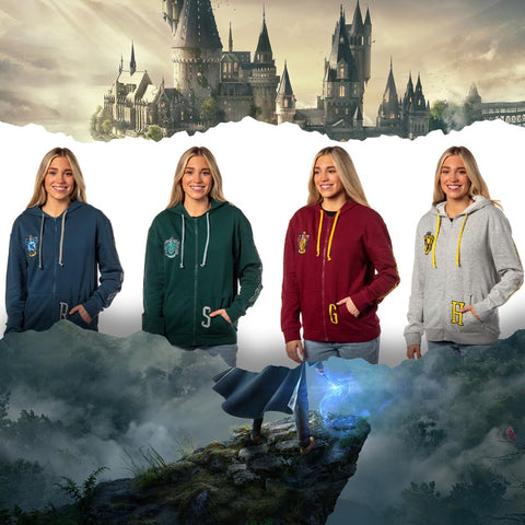 Bioworld Harry Potter Womens Hogwarts Alumni House Crest Lightweight Zip-Up Hoodie