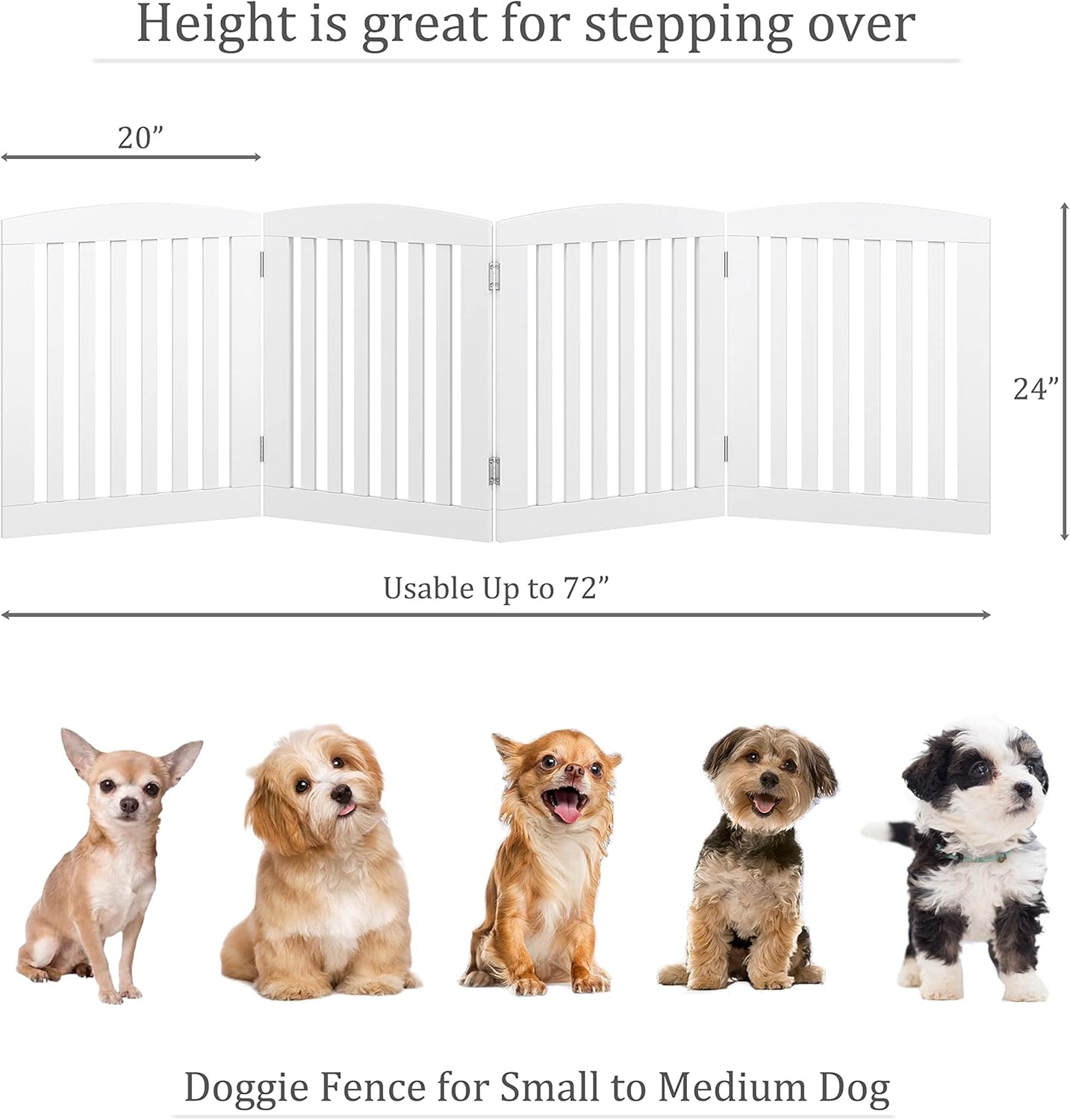 PAWLAND Wooden Freestanding Foldable Pet Gate for Dog,24" H Dog Gate Indoor
