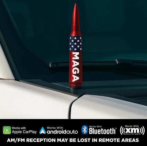 50 Cal Badass Bullet Antenna® Fits Chevy Silverado & GMC Sierra Truck Accessories — Short Replacement Antenna for Trucks — Chevy Silverado 1500 Accessories — Ditch The Whip & Upgrade Your Truck
