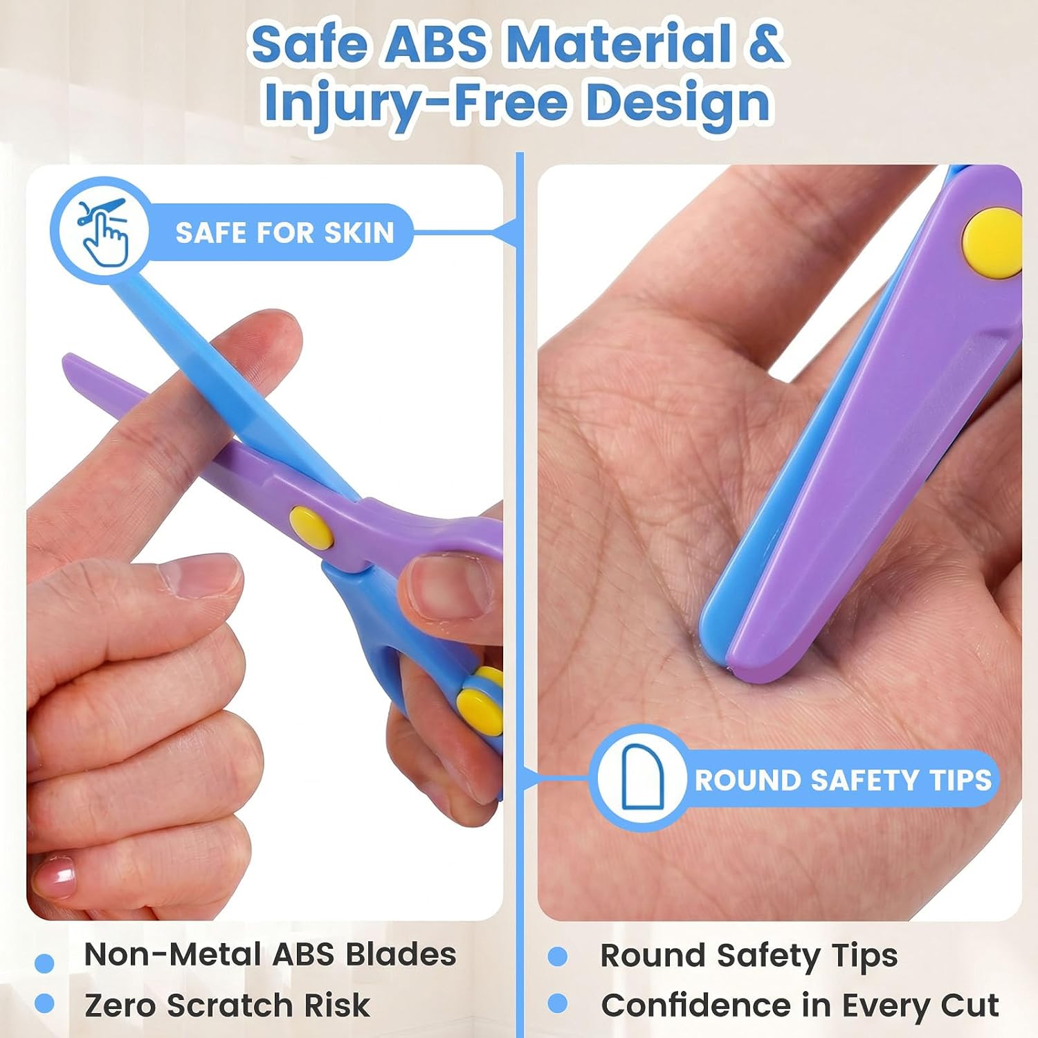 LovesTown Toddler Scissors, 4PCS Adaptive Blunt Tip Training Safety Scissors for Kids, Child Hand-Eye Coordination Development, Early Preschool Development Tools, Stocking Stuffer DIY Craft Projects