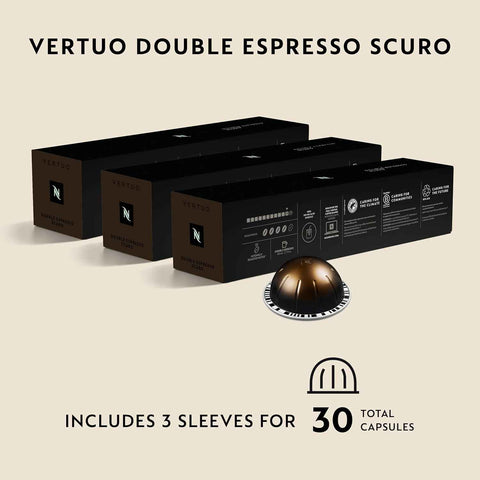 Nespresso Vertuo, Double Espresso Scuro, Dark Roast, 30-Count Espresso Pods | Capsules Coffee Pack of 1