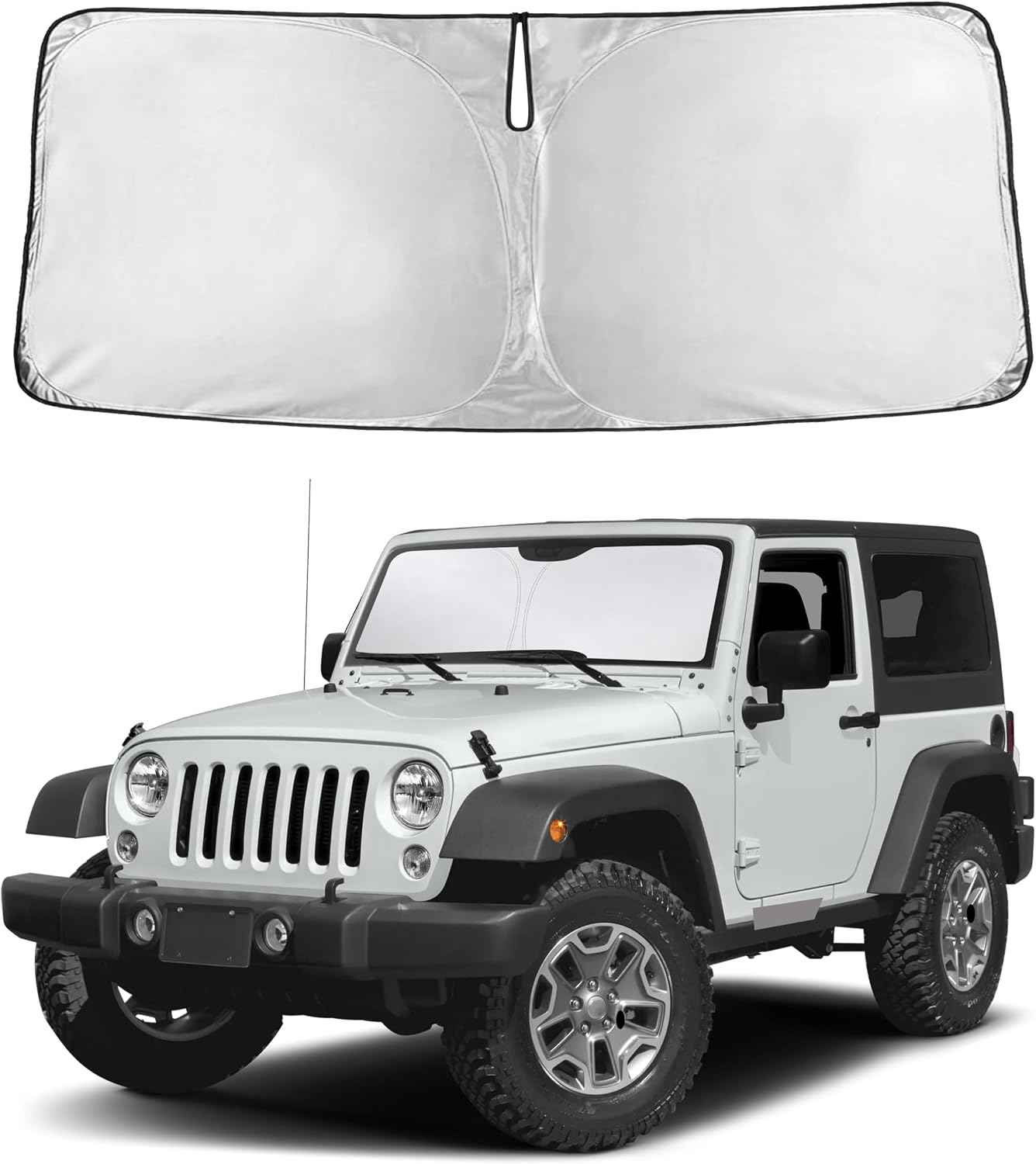 EcoNour Windshield Sunshade Compatible for Jeep Wrangler 1997-2016 2017