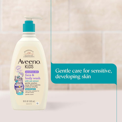 Aveeno Kids Face & Body Wash, Sensitive Skin, 18 fl. oz