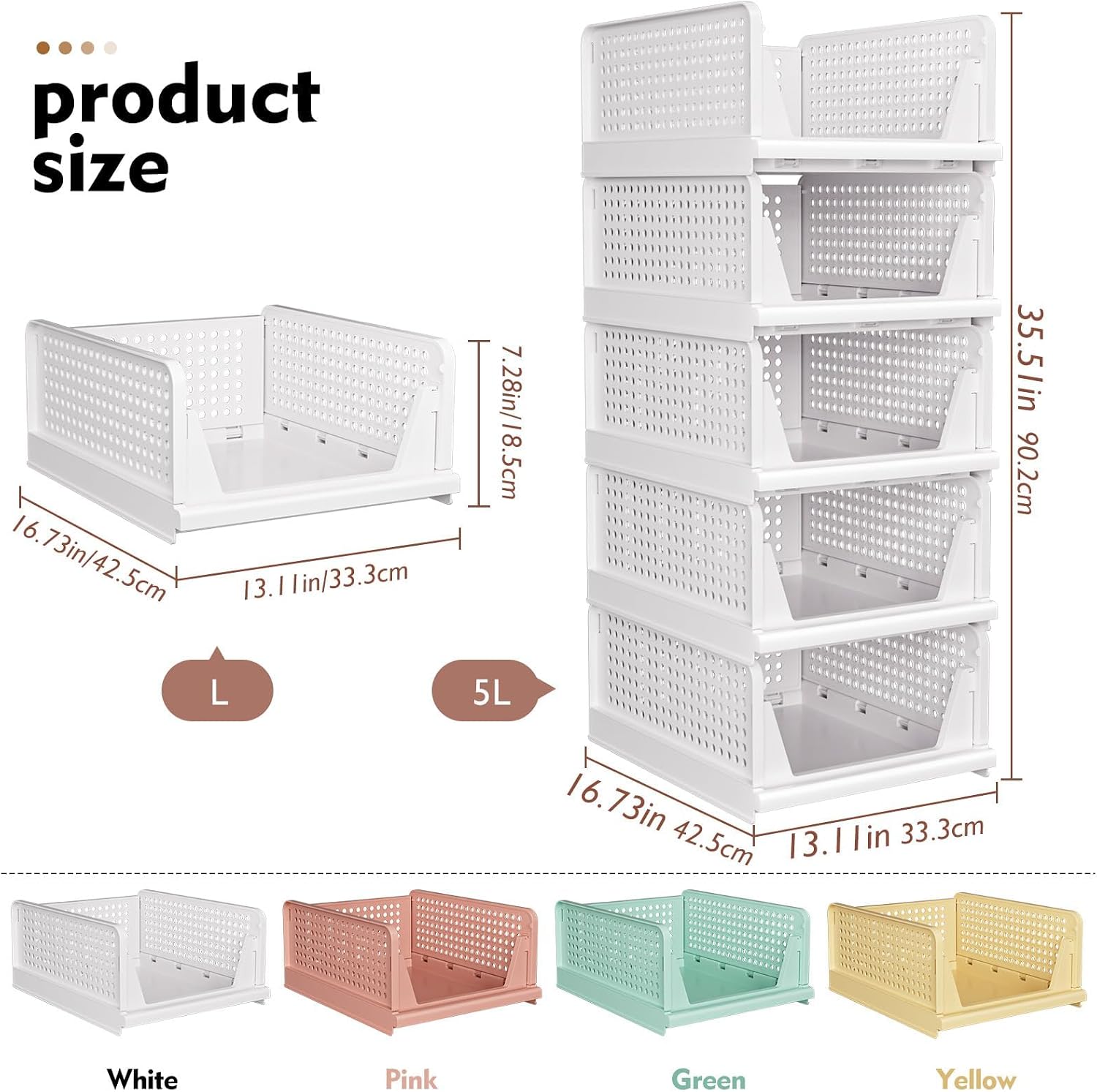Upgraded Closet Organizers and Storage, Stackable Closet Organizer Basket