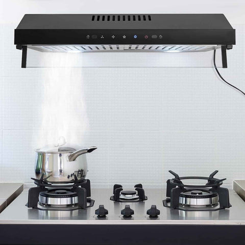 Range Hood, 23 Inch 900CFM Kitchen Range Hoods, Stainless Steel Hood Vent Hoods with 3 Speeds Exhaust Fan, LED Lights, Baffle