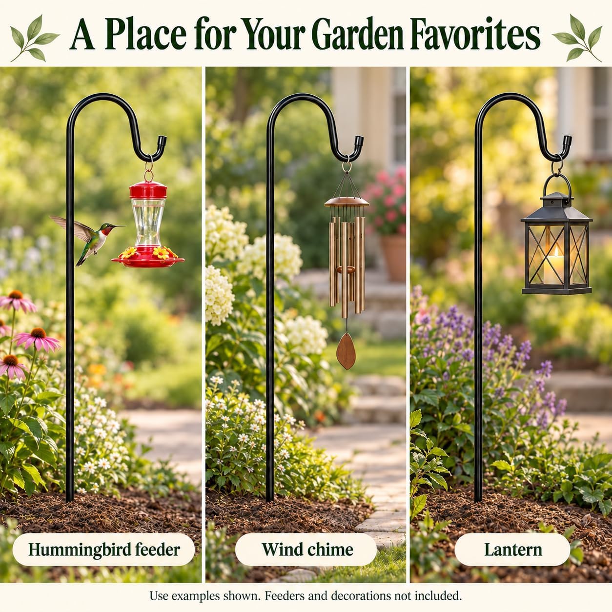Ottsuls Bird Feeder Pole, 45 INCH Heavy Duty Shepherds Hooks for Outdoor with 5 Prong Base, Adjustable Stand Hanger for Garden Plant, Hummingbird Feeder, Lantern, Hanging Wedding Decor (2 Pack)