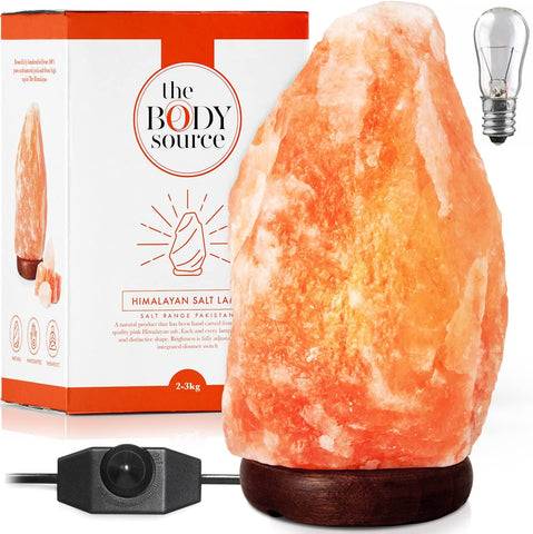 Himalayan Salt Lamp for Bedroom Large 8-10 Inch Pink Salt Rock Lamp with Dimmer, Wooden Base & Spare Bulbs | Calming Ambient Night Light | Thoughtful Wellness Gift for Women, Home, or Office