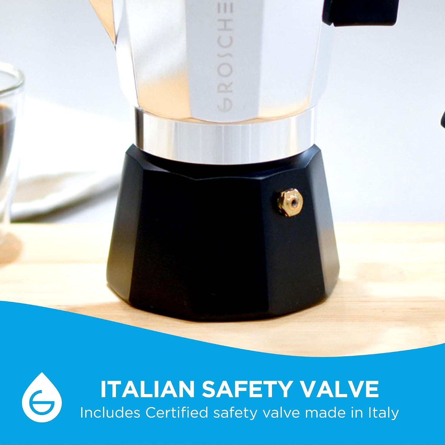GROSCHE Milano Stovetop Espresso Maker Moka Pot 9 espresso Cup Tuxedo Black