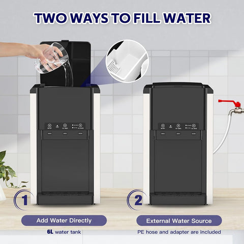 ADVWIN 3 in 1 Water Dispenser with Ice Maker, Nugget Ice Maker Countertop, Bullet Ice, Crushed Ice, Water Cooler, 44Lbs/24H, 12 Ice Cube/6Min, Self-Cleaning, 4Lbs Ice Storage, Home, Kitchen, Party, RV