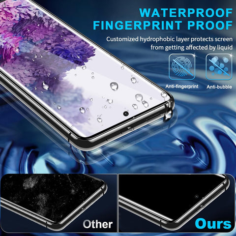 3 Pack Galaxy S20 Plus Screen Protector, HD Clear Tempered Glass, Fingerprint Unlock, 3D Curved, Scratch Resistant, No Bubble for Samsung Galaxy S20 Plus 5G Glass Screen Protector