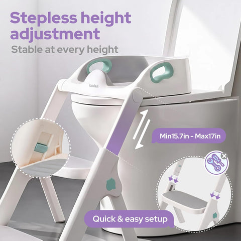lalalark Potty Training Seat, 2-in-1 Toddler Toilet Seat with Steps, Upgrade Potty Step Stool for Toddler with Anti-Slip Pad Step Stool, Extended Splash Guard, Foldable Potty Ladder Boys Girls, Green