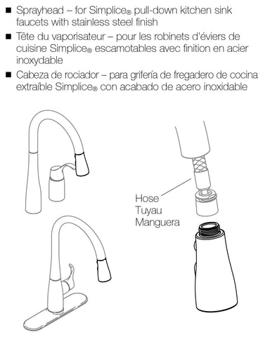 KOHLER GENUINE PART GP1043211-VS Pulldown Sprayhead For Kohler Simplice Faucet, Vibrant Stainless Finish