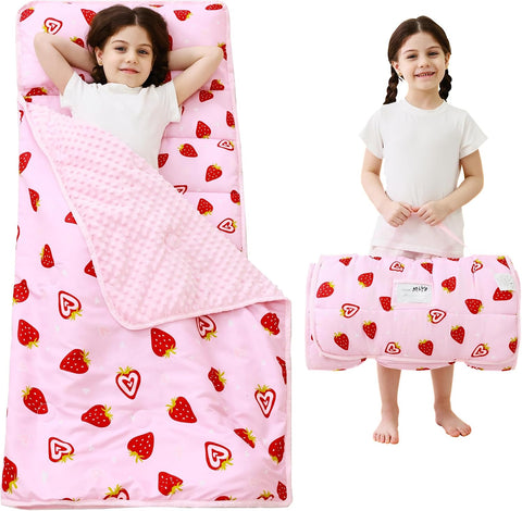 Lasoftan Toddler Nap Mat with Pillow and Blanket, Extra Large Rolled Napping Mats,Slumber Bags for Boys Girls,Kids Sleeping Bag for Daycare, Preschool Travel Camping
