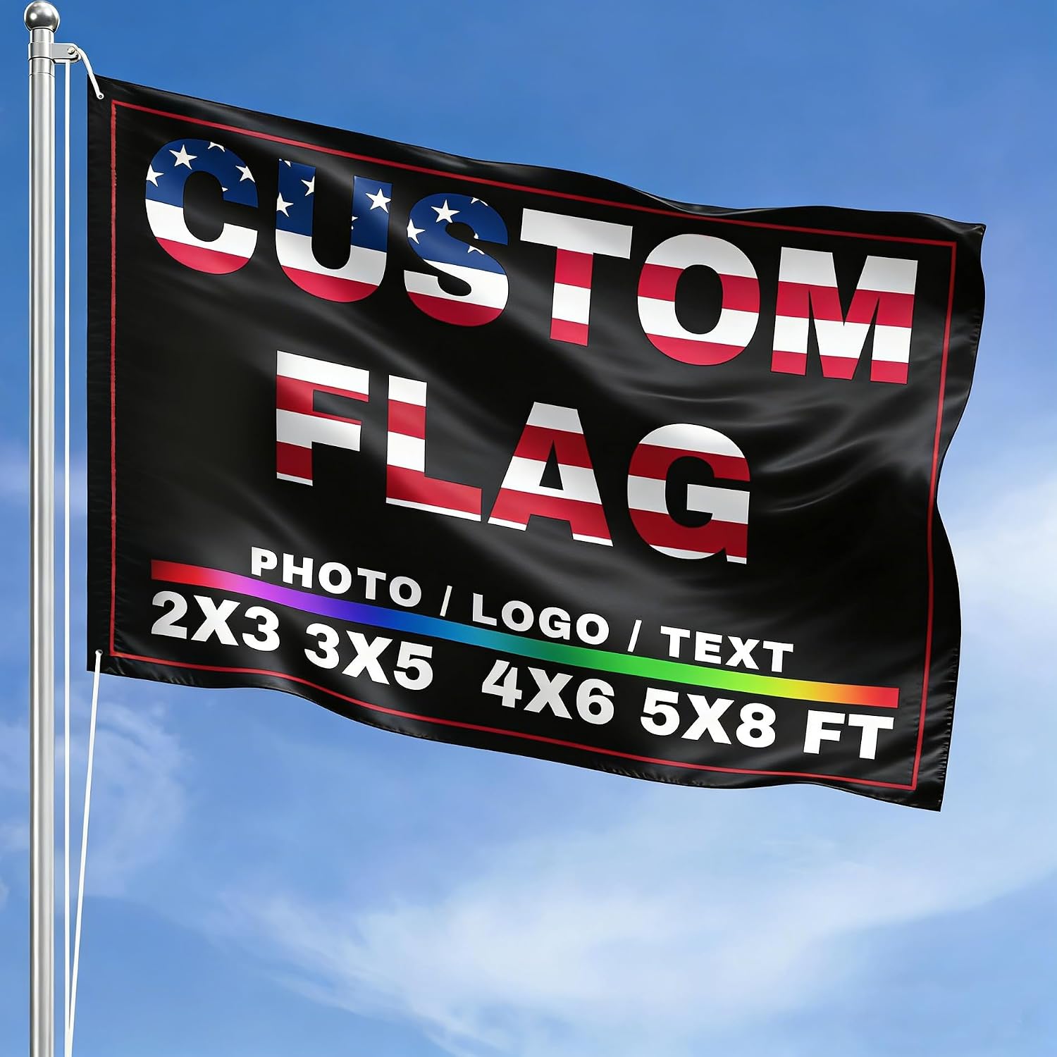 Custom Flag 3x5 Ft - Custom American Flag with Photo/Text/Logo, Personalized Flags Poster Banners for Indoor Outdoor Decoration