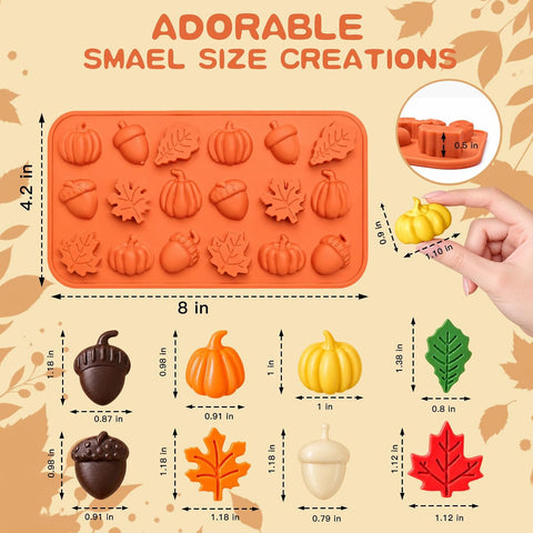HKNMTT 2Pcs Mini Pumpkin Silicone Molds 36-Cavity 9 Shapes Fall Candy Molds