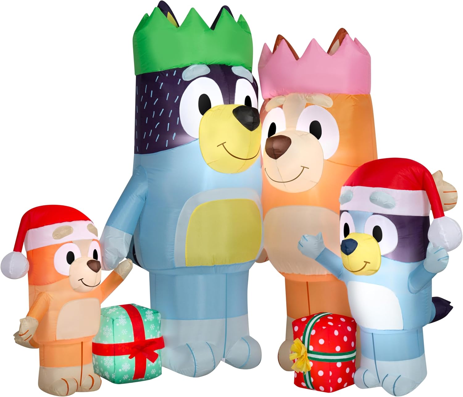 Gemmy 3.5 FT Bluey Christmas Inflatable with Santa Hat – Lighted Airblown Blow Up Outdoor Yard Decoration