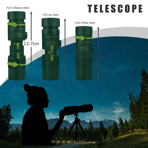 30x40 Monoculars for Adults High Powered, Compact Monocular Telescope for Smartphone, Mini Pocket Handheld Monocular with Flexible Tripod for Hunting, Star Gazing, Bird Watching, Travel