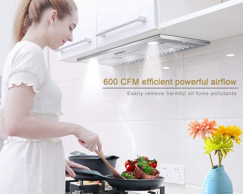 MCBON Range Hood Insert 30 inch, 600 CFM Vent Hood Insert, Ultra-quiet Range Hood Insert, Built In Kitchen Hood, Insert Range Hood, Stainless Steel range hood, IE71-30