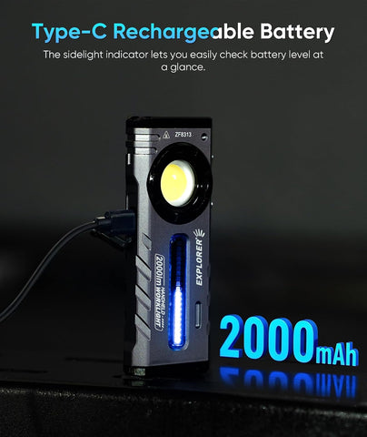 HOTLIGH ZF8313 Rechargeable Flashlight, Magnetic EDC Flashlight Rechargeable, 2000 Lumens LED Flashlight with RGB and UV Lighting Source for Outdoor, Car Repairing,Fathers Day Dad Gifts