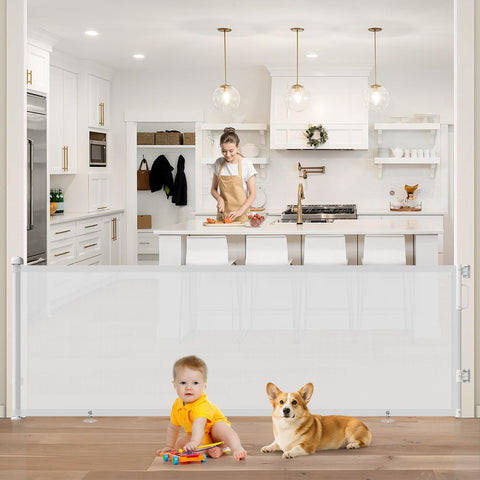 96" Retractable Baby Gate, Long Mesh Dog Gate for Garage Deck Porch