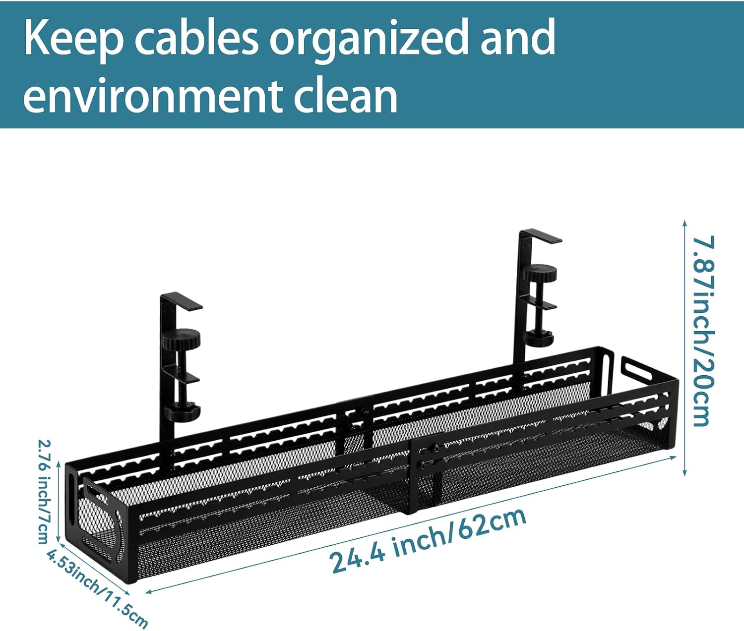 Under Desk Cable Management Tray, No Drill Mesh Cable Tray Cord Organizer