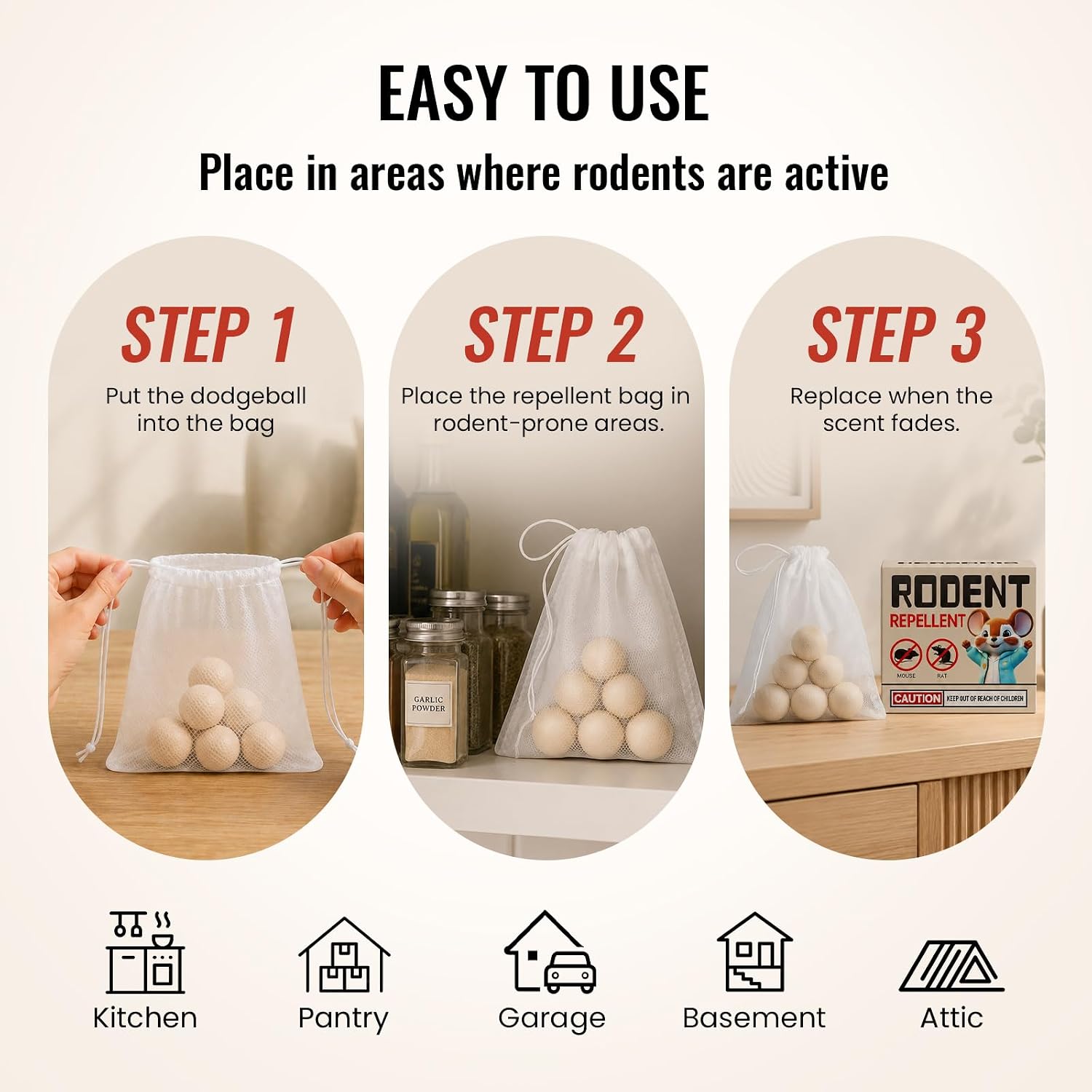 Rodent Repellent 28 Balls, Natural Mouse Repellent for Indoor and Outdoor