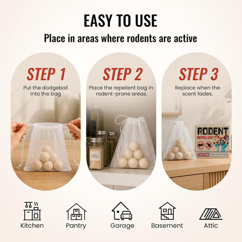 Rodent Repellent 28 Balls, Natural Mouse Repellent for Indoor and Outdoor