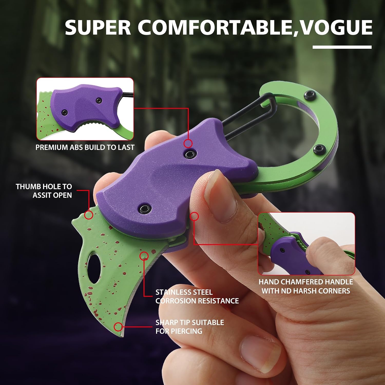 Small Pocket Knife Gift for Men,1.34''Blade Keychain Knife,Cool Folding Knife Box Cutter，Mini EDC Knives for Everyday Carry,Small Gift for Women Men （Purple & Green）