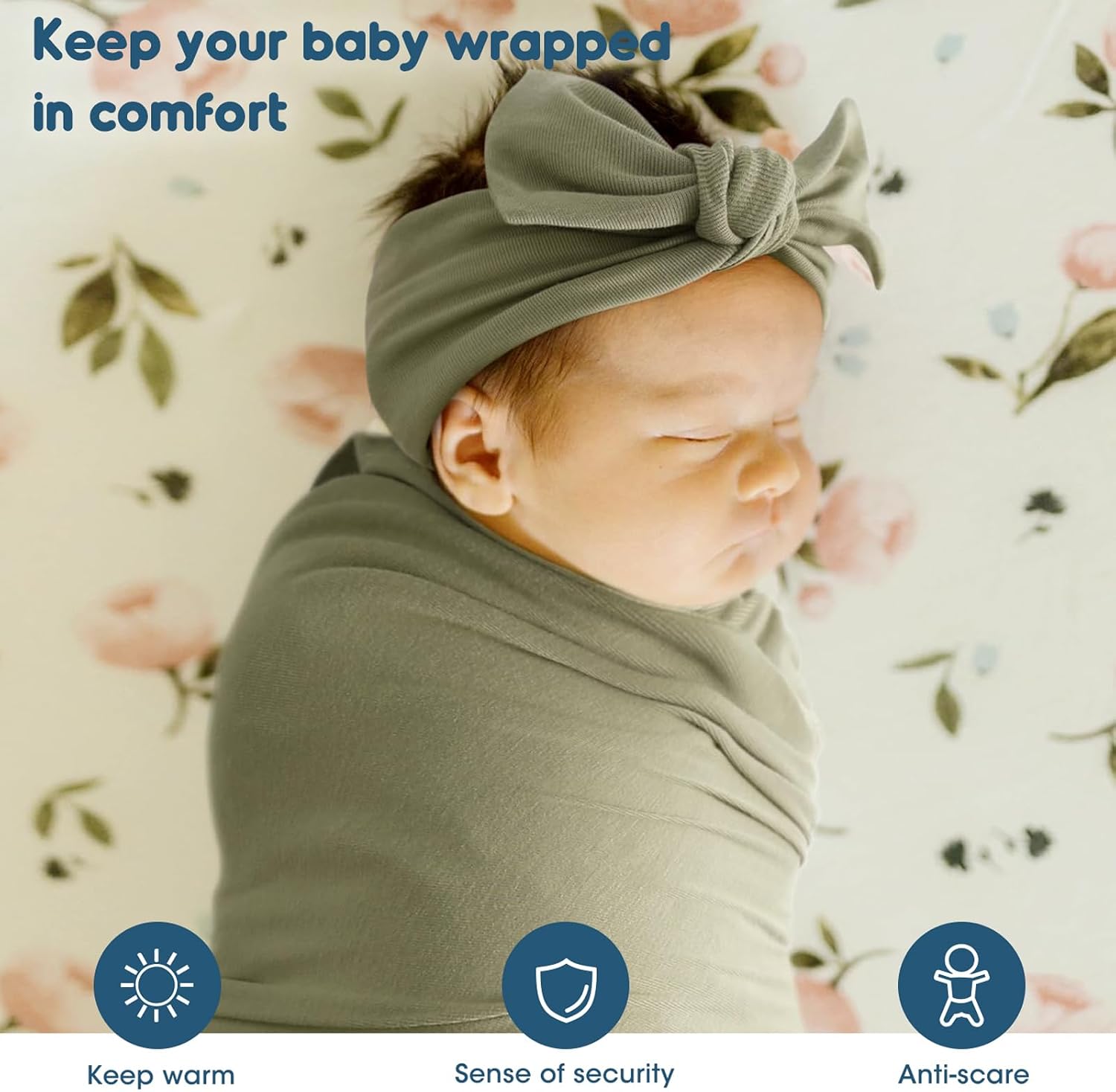 GRSSDER 3 Pack Newborn Swaddle Blanket, Ultra Soft Stretchy Jersey Knit Extra Large Size 33 x 44 Receiving Blankets for Easy Swaddling Baby Snug and Cozy