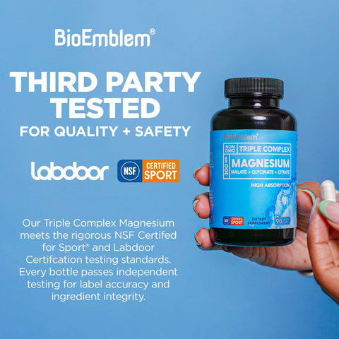 BioEmblem Magnesium Glycinate Complex, 300mg Per Serving, 90 Capsules