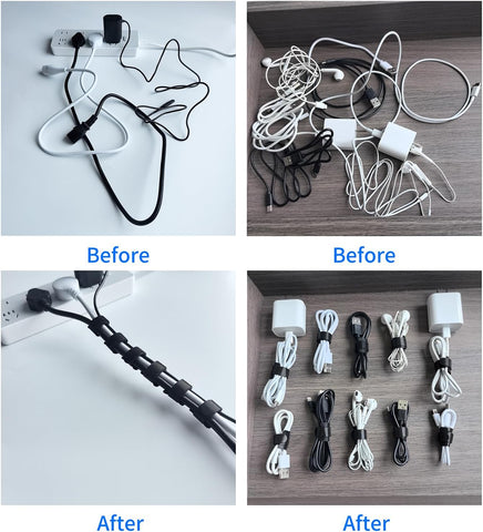 100 PCS 12 Inches Black Reusable Cable Ties,Multi-purpose Adjustable Cord Straps,Cable Organizer,Cord Wrap and Hook Loop Cords Management,Adjustable Cord Ties