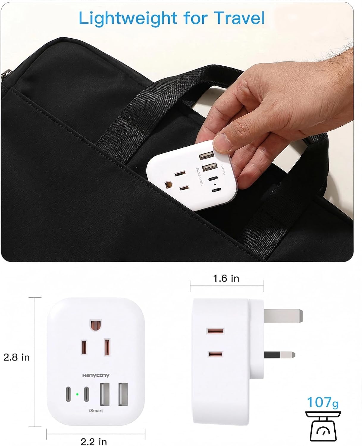 US to UK Plug Adapter, HANYCONY Type G Adapter for Travel, 2 Pack
