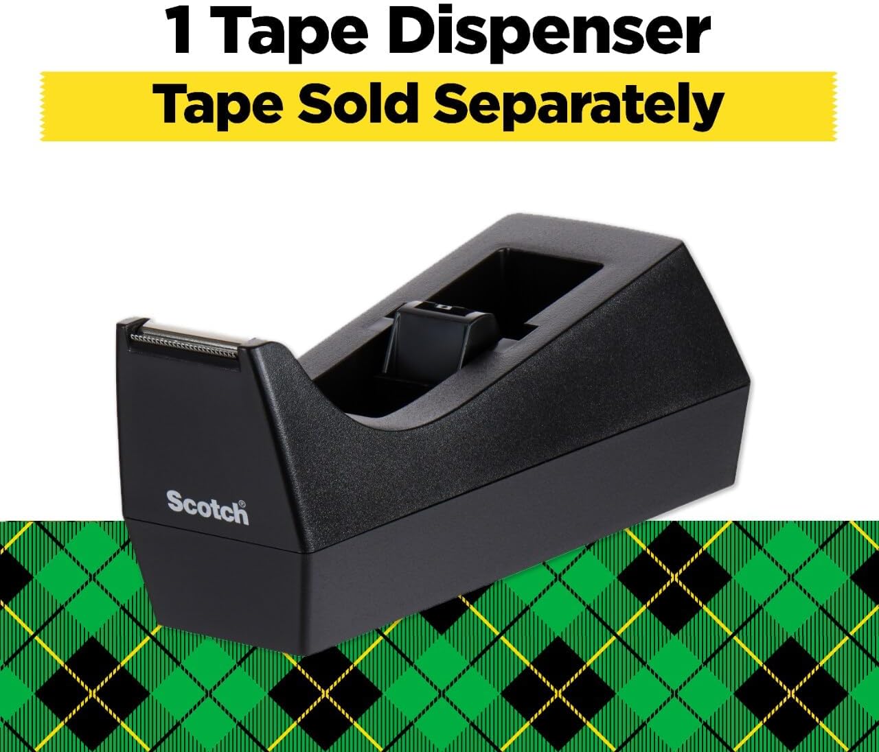 Scotch Desktop Tape Dispenser, Black, 2.7 in. x 2.7 in. x 6.4 in., 1 Tape Dispenser, Polystyrene (PS)