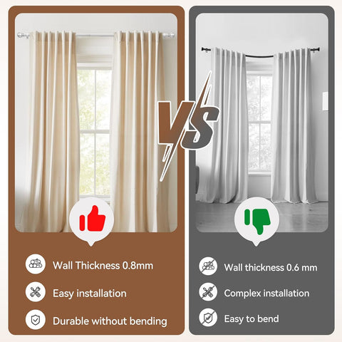 Silver Curtain Rod for Windows 30 to 60 Inch, 5/8 Inch Diameter Adjustable Curtain Rods With Brackets, Heavy Duty Easy to Install, Suitable for Bedrooms and Outdoor