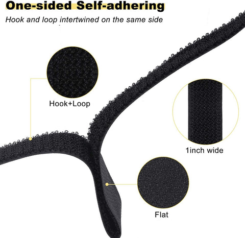 YMCRLUX 1"x64ft Hook and Loop Straps with 70 Metal Buckles, Adjustable Fastening Cable Straps, Cut-to-Length Cinch Strap, Reusable Nylon Securing Cord Ties for Organizer or Storage, 1 inch Wide, Black