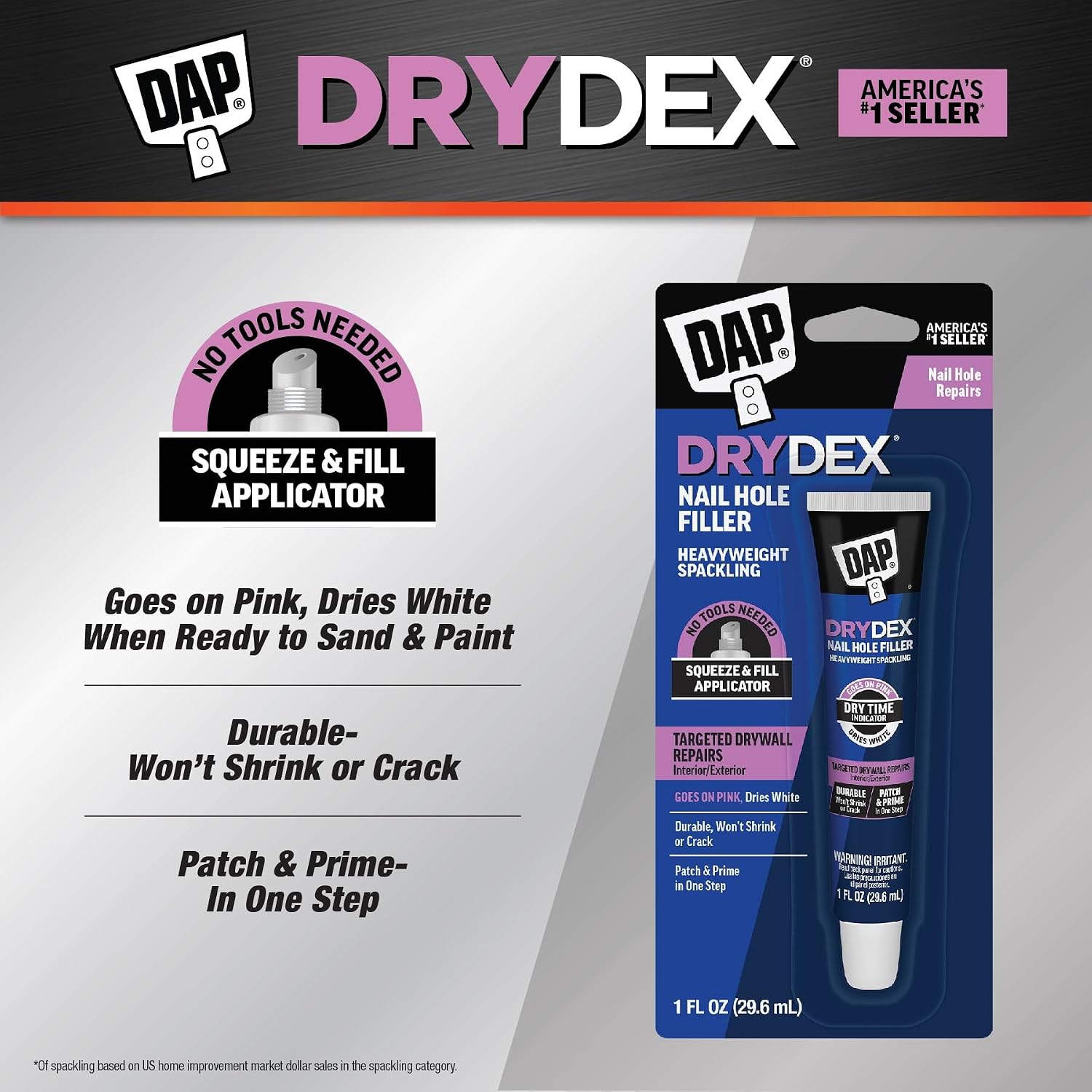 DAP DryDex Dry Time Indicator Spackling, Pink/White, 1 oz (7079800944)