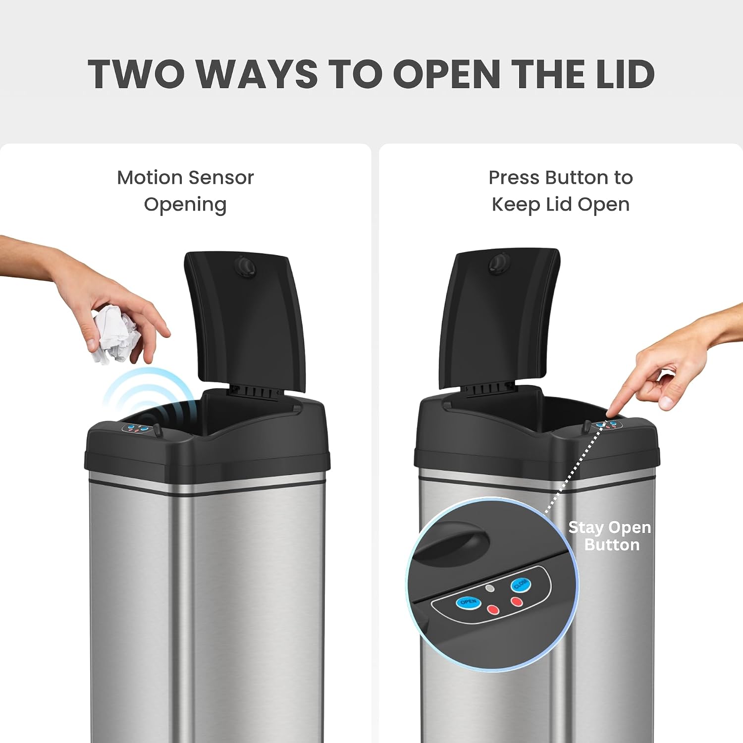 iTouchless 13 Gallon Sensor Trash Can with Lid | Pet Lock and Odor Filter