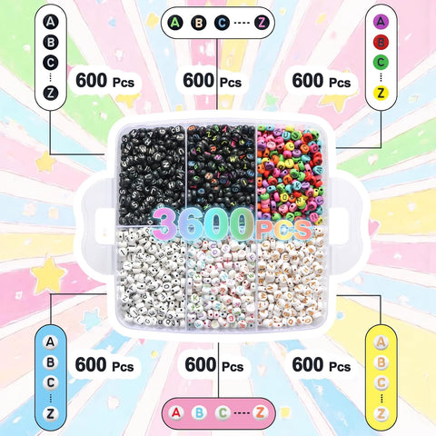 YMSDZHL Alphabet Beads A-Z 6000Pcs Letter Bead for Bracelet Jewelry Making